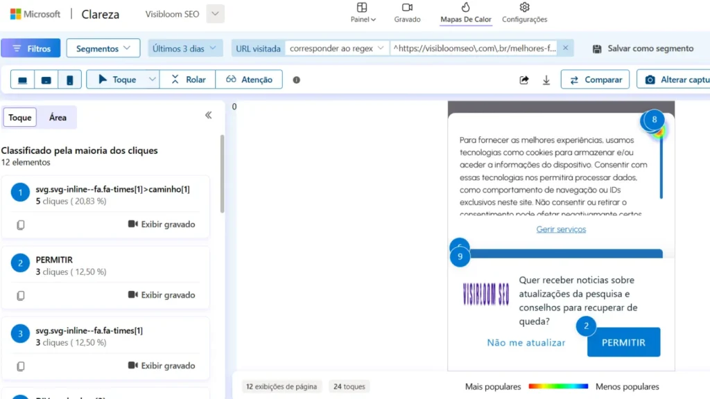 Print ferramenta Microsoft Clarity (Gratuita e completa)